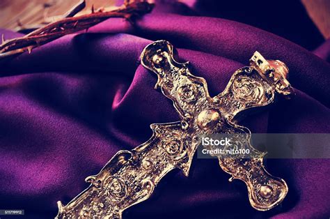 Christian Cross And The Crown Of Thorns Stock Photo Download Image