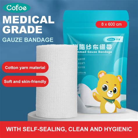 600cm×8cm Cofoe Medical Cotton Gauze Bandage Roll Elastic Defatting