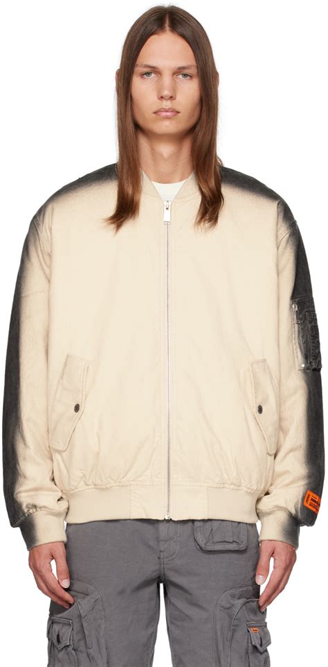 Off White Gradient Bomber Jacket By Heron Preston On Sale