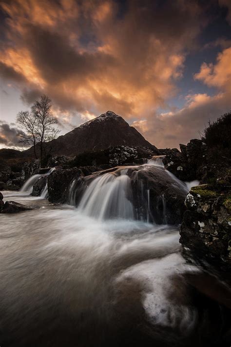 Glen Etive Waterfalls at Sunset Photograph by Nigel Forster - Fine Art ...