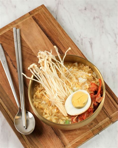 Korean Ramyeon On Gold Bowl Stock Photo Image Of Cuisine Chopsticks