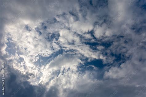 Soft white rain clouds on close-up sky beautiful dense look for background design. Stock Photo ...