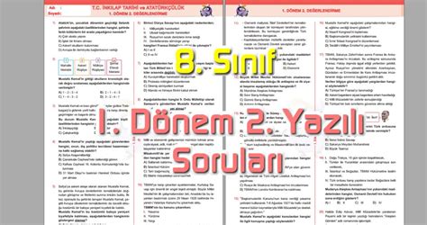 2022 2023 8 Sınıf İnkılap Tarihi ve Atatürkçülük Dersi 1 Dönem 2