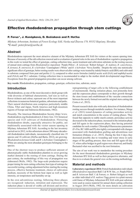 (PDF) Effective rhododendron propagation through stem cuttings