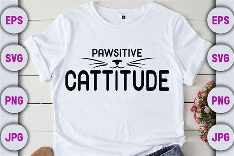 Cat Svg Design Pawsitive Cattitude Graphic By Biyzid Graphics