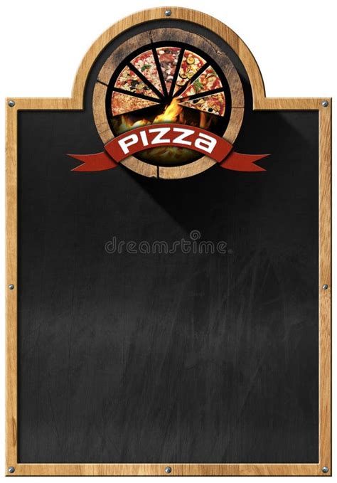 Template For A Pizza Menu With Empty Blackboard Isolated On White