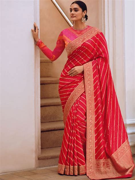 Beautiful Red Designer Sarees