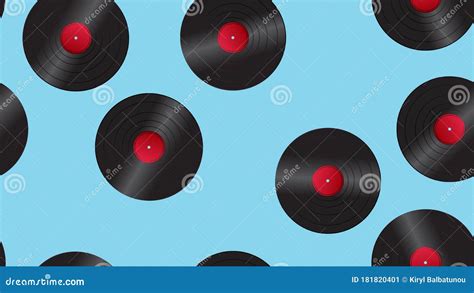 Seamless Pattern Of Retro Old Hipster Musical Audio Vinyl Records From