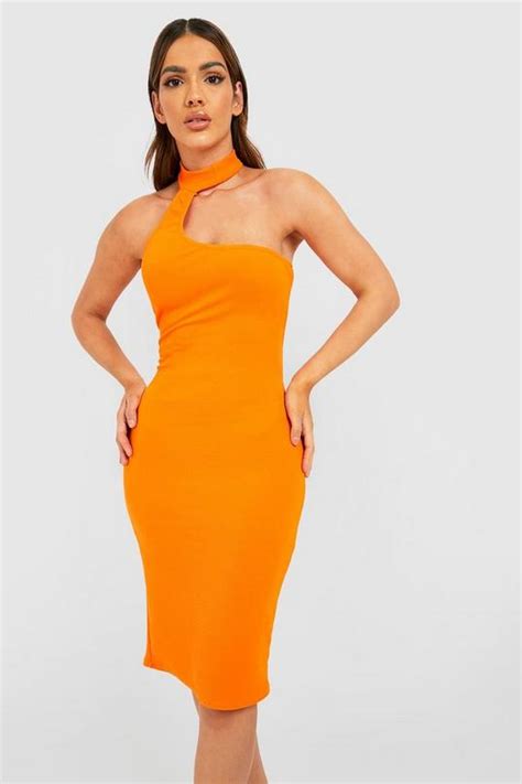 High Neck Cut Out Midi Dress Boohoo Uk