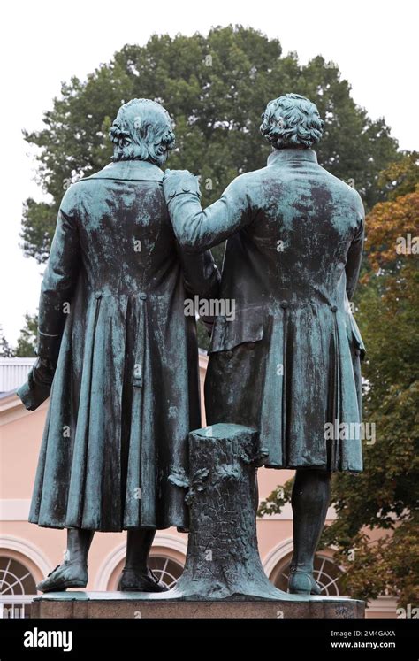 Goethe Schiller Monument Bronze Double Statue In Front Of The