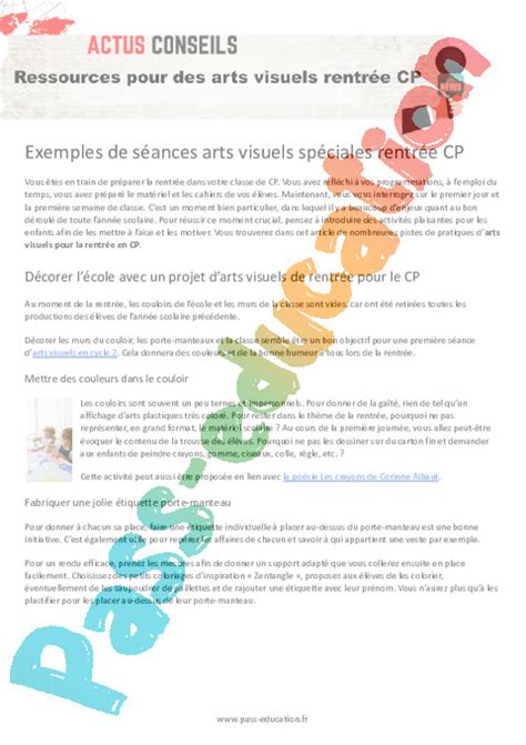 Ressources Pour Des Arts Visuels Rentr E Cp