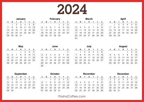 2024 Printable Calendar One Page PDF | Calendar 2024 | Printable