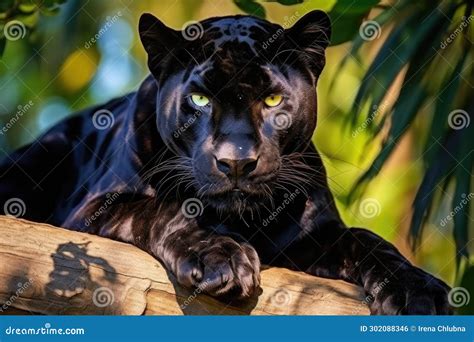 Beautiful and Endangered American Black Jaguar in the Nature Habitat ...