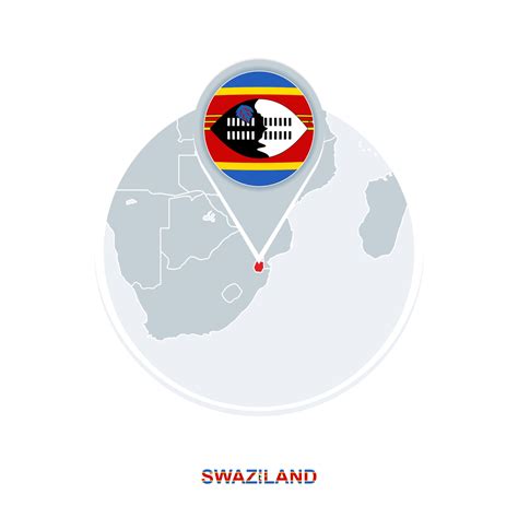 Swazilandia Mapa Y Bandera Vector Mapa Icono Con Destacado Swazilandia