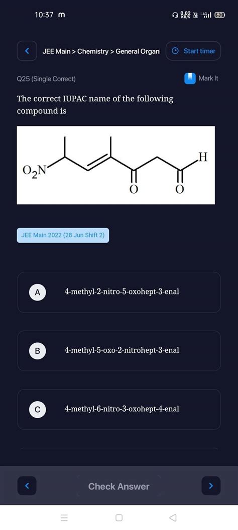 M Q Single Correct Mark It The Correct Iupac Name Of The Follow