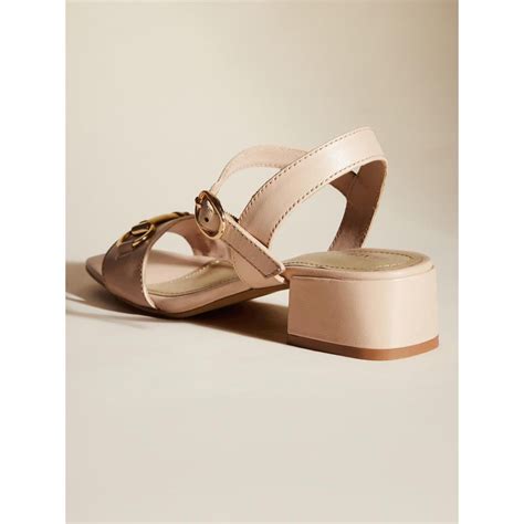 Buy Peach Flores Women Nude Leather Heels Online