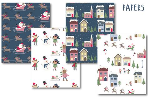 Holiday Village Paper By Poppymoon Design TheHungryJPEG