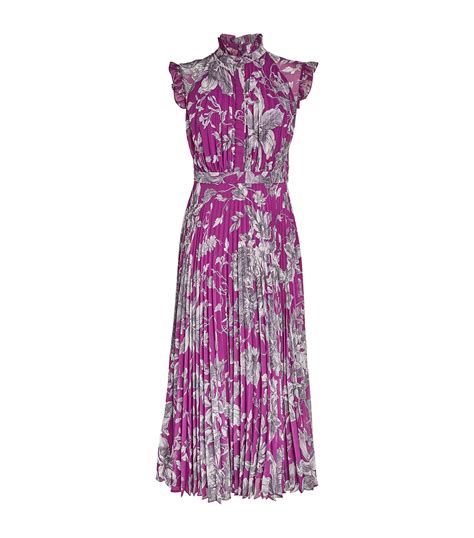 Erdem Pleated Floral Midi Dress In Purple Lyst