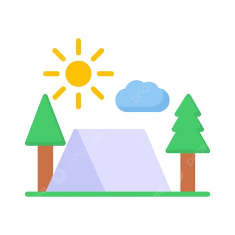 Camp Flat Icon Vector Hiking Tree Camp Png And Vector With