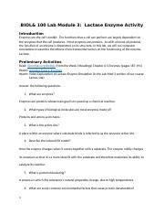 Wk 3 Lactase Simulation Lab BIOL Docx BIOL 100 Lab Module 3 Lactase