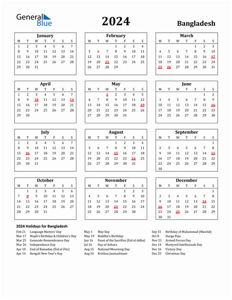 2024 Government Calendar Bangladesh Terri Helaina