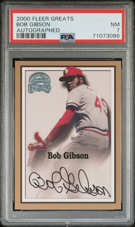 BOB GIBSON 2000 FLEER GREATS OF THE GAME ON CARD CARDINALS AUTOGRAPH