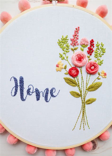 Floral Home Embroidery Hoop Art Free Embroidery Pattern