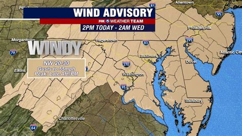 Dc Weather Wind Advisory In Place Across Region Gusts Could Reach 55 Mph Fox 5 Dc