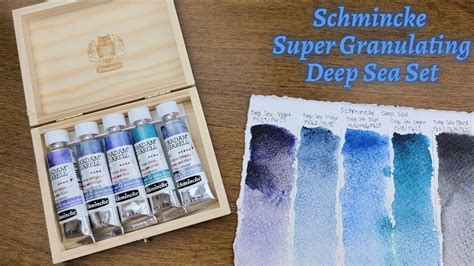 Schmincke Watercolor Super Granulating Deep Sea Set Swatching Youtube