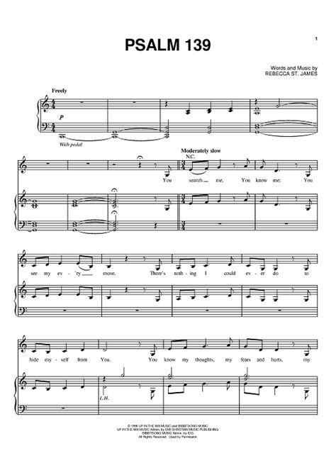 Psalm 139 Sheet Music By Rebecca St James For Pianovocalchords