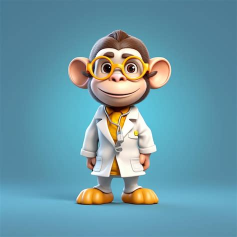 Premium AI Image | A monkey in a lab coat with a stethoscope on his neck.