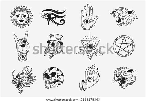 Set Collection Mystical Celestial Dark Holy Stock Vector Royalty Free