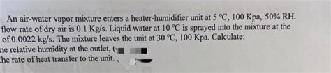 Solved An Air Water Vapor Mixture Enters A Heater Humidifier Chegg