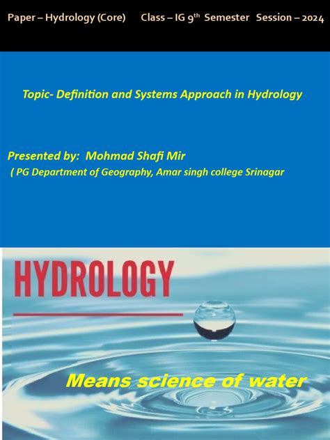 Hydrology: Definition and System Approach in Hydrology | Download Free ...