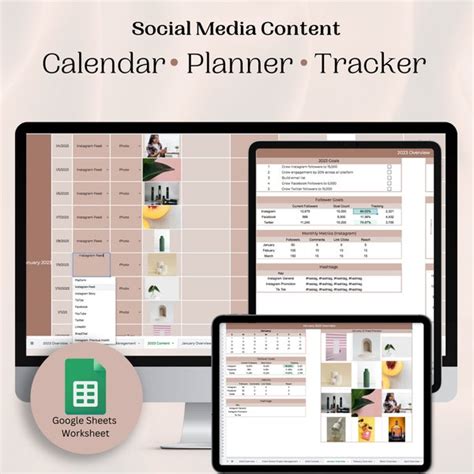 2023 Social Media Content Calendar Template Google Sheets Template Etsy