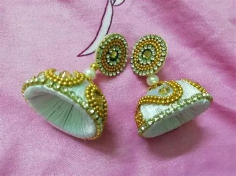 Chain And Stone Work Handmade Silk Thread Earrings At Rs Pair In