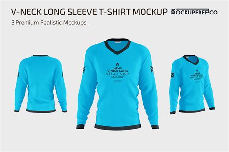 Men S V Neck Long Sleeve T Shirts Mockup Set Free Psd Templates