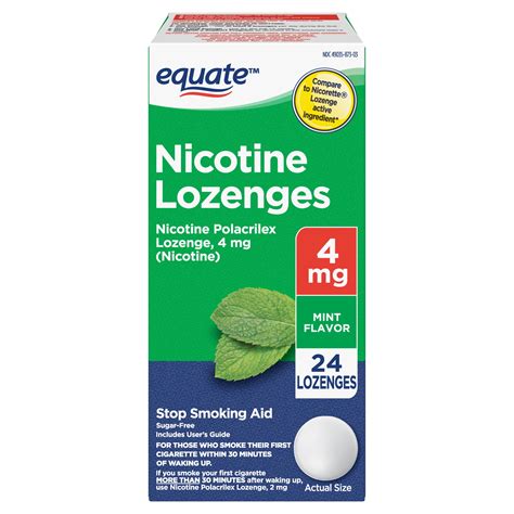 Equate Nicotine Polacrilex Lozenges 4 Mg Mint Flavor 24 Count