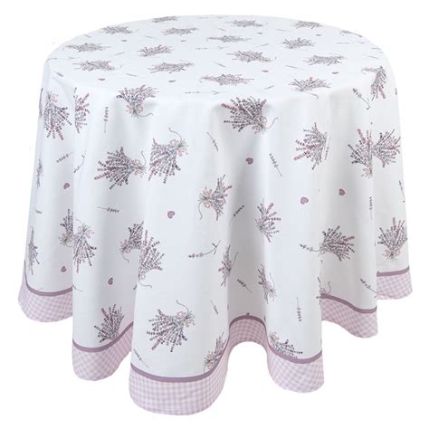 Lag Nappe Cm Blanc Violet Coton Lavande Rond Nappes De Table