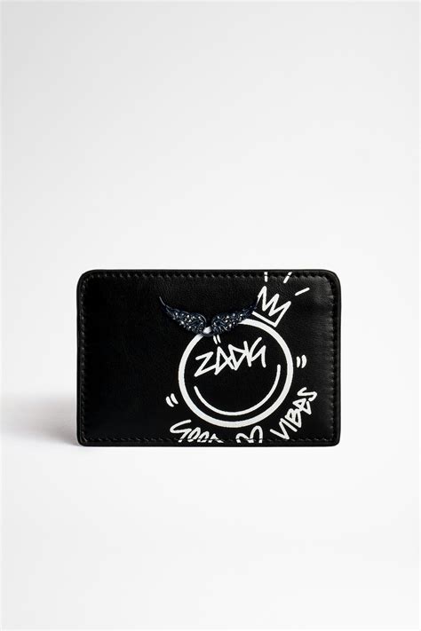 ZV Pass Card Holder Good Vibes Wallet Black Women Zadig Voltaire