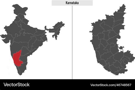 Map Of Karnataka State Of India Royalty Free Vector Image