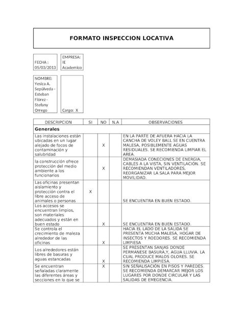 Docx Formato Inspeccion Locativa Word Dokumen Tips