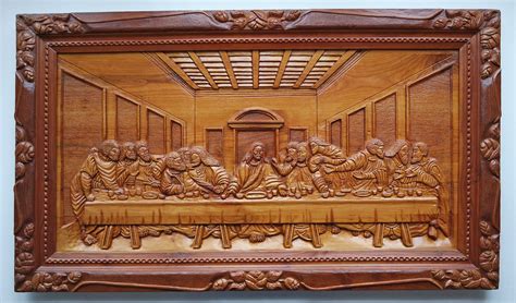 The Last Supper Leonardo Da Vinci Wood Carving Hand Carved Relief