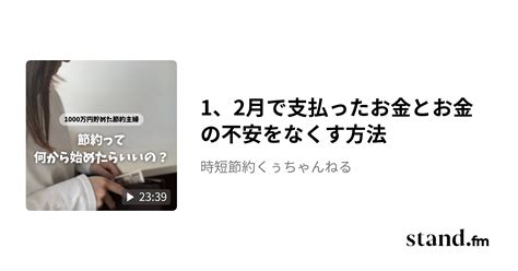 1、2月で支払ったお金とお金の不安をなくす方法 時短節約くぅちゃんねる Standfm