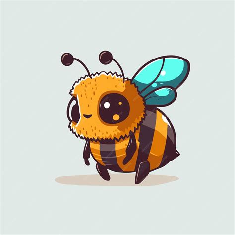 Flying Honey Bee Bumblebee Character Logo Mascota Flat Vector Vector