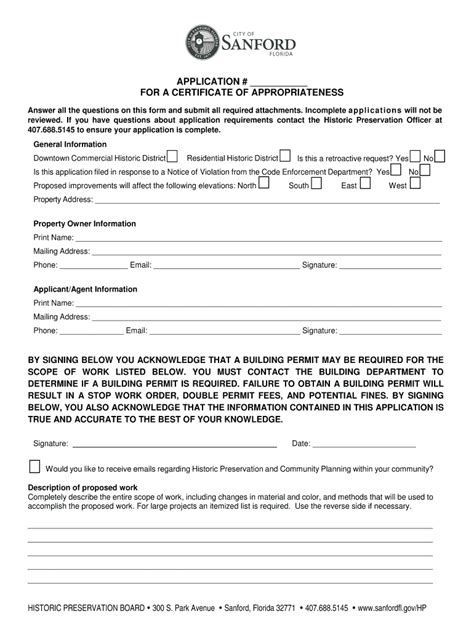 Fillable Online Form Certificate Of Appropriateness Application Fax Email Print Pdffiller