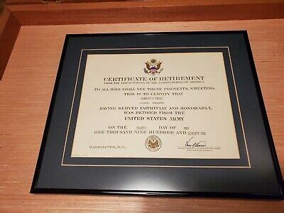 Military Certificate Of Retirement From The Armed Forces Of The USA