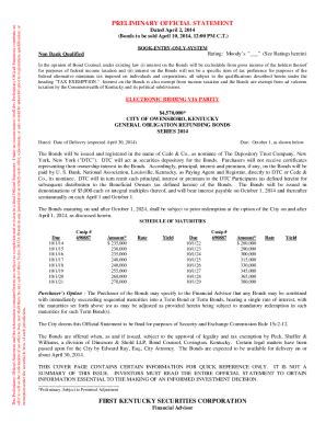 Fillable Online Preliminary Official Statement Dated March Fax