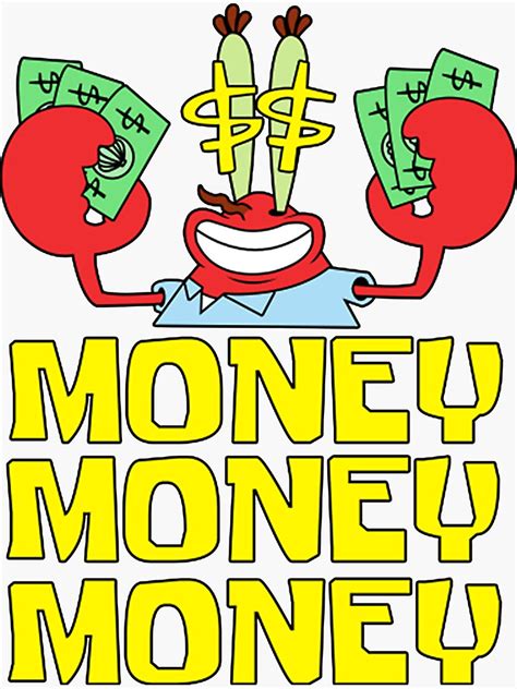 Mr Krabs Love Money Sticker For Sale By Yansbley600 Redbubble