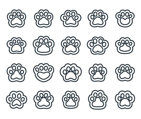 Hand Drawn Vector Dog And Cat Paws Vector Animal Paw Icon Vector